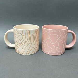 Whitney Kerney For Causebox Coffee Cups Mugs Pink Beige Lot of 2